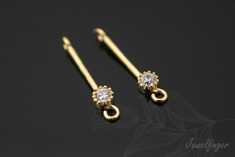 H737-Gold Plated-(2pcs)-CZ-Cubic Connector-Cubic Bar-Wedding jewelry Connector-Wholesale Connectors, [PRODUCT_SEARCH_KEYWORD], JEWELFINGER-INBEAD, [CURRENT_CATE_NAME]