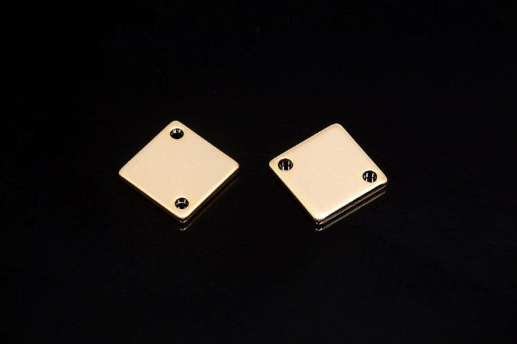 H390-Gold Plated-(6pcs)-11mm 2 Hole Rhombus Connector-Wholesale Connectors, [PRODUCT_SEARCH_KEYWORD], JEWELFINGER-INBEAD, [CURRENT_CATE_NAME]