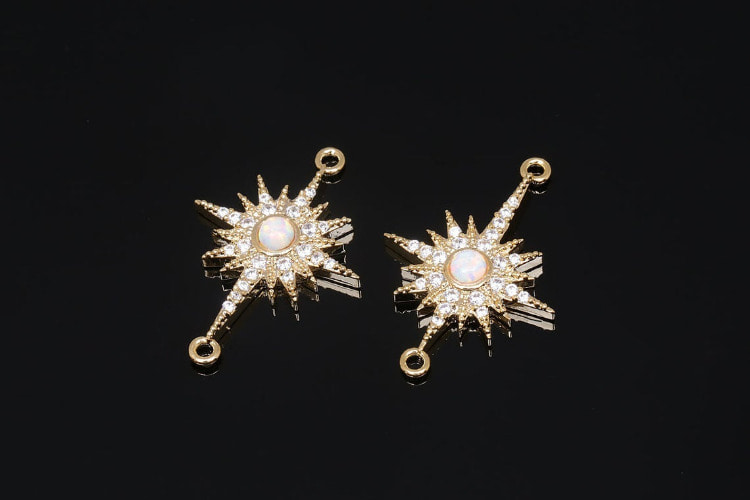 [W] M1461-Gold Plated-(20pcs)-Opal Sun Connector-Opal Starburst Pendant-Medallion Necklace Charm,Necklace Bracelet Making Supply-Wholesale Connectors, [PRODUCT_SEARCH_KEYWORD], JEWELFINGER-INBEAD, [CURRENT_CATE_NAME]