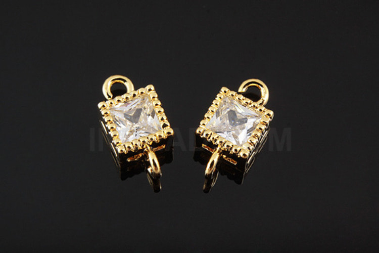 C1060-Gold Plated-(2pcs)-5.2mm Cubic Connector-S-Wedding jewelry Connector-Wholesale Connectors, [PRODUCT_SEARCH_KEYWORD], JEWELFINGER-INBEAD, [CURRENT_CATE_NAME]