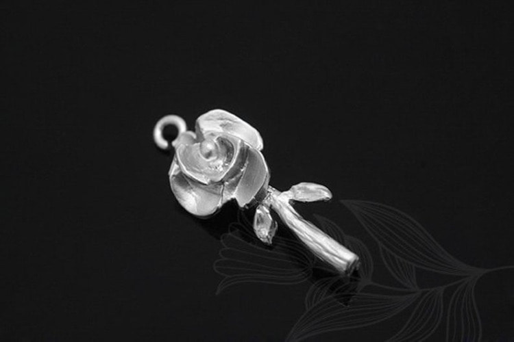 E1014-Matt Rhodium Plated-(2pcs)-Rose Connector-Metal Pendant-Flower Connector-Wholesale Connectors, [PRODUCT_SEARCH_KEYWORD], JEWELFINGER-INBEAD, [CURRENT_CATE_NAME]