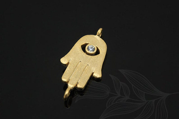 [W] M1059-Gold Plated-(20pcs)-CZ Hamsa-CZ Connector-Wholesale Connectors, [PRODUCT_SEARCH_KEYWORD], JEWELFINGER-INBEAD, [CURRENT_CATE_NAME]
