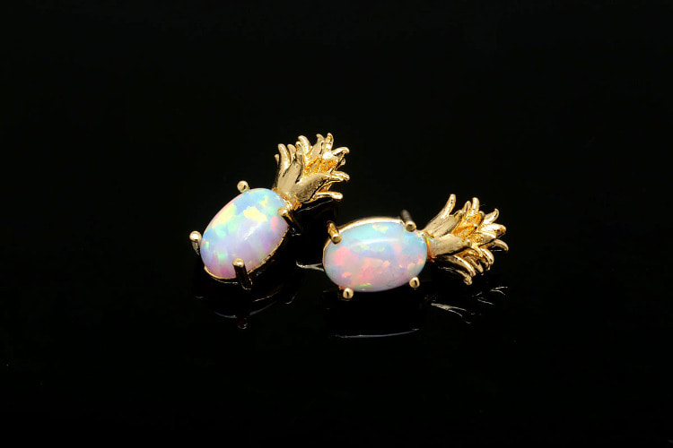 [W] F161-Gold Plated-(20pcs)-Opal Pineapple Charms-Necklace, Earrings Making Supply-Wholesale Charms, [PRODUCT_SEARCH_KEYWORD], JEWELFINGER-INBEAD, [CURRENT_CATE_NAME]