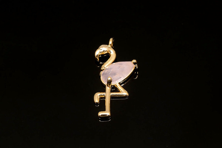[W] F151-Gold Plated-(10pcs)-20*10mm Flamingo Charms-Rose Quartz-Wholesale Charms, [PRODUCT_SEARCH_KEYWORD], JEWELFINGER-INBEAD, [CURRENT_CATE_NAME]
