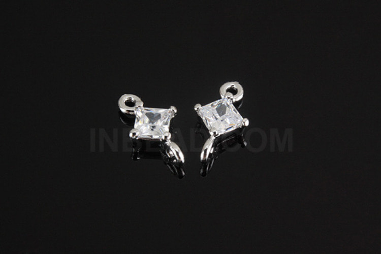C1025-Rhodium Plated-(2pcs)-Tiny Cubic Connector-S-Wedding jewelry Connector-Wholesale Connectors, [PRODUCT_SEARCH_KEYWORD], JEWELFINGER-INBEAD, [CURRENT_CATE_NAME]