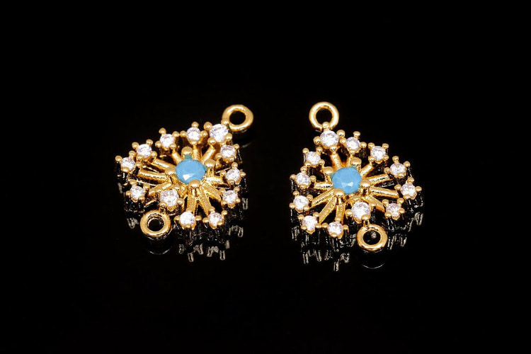 H1353-Gold Plated-(2pcs)-9mm Cubic Heart Connector-Turquoise-Wholesale Connectors, [PRODUCT_SEARCH_KEYWORD], JEWELFINGER-INBEAD, [CURRENT_CATE_NAME]
