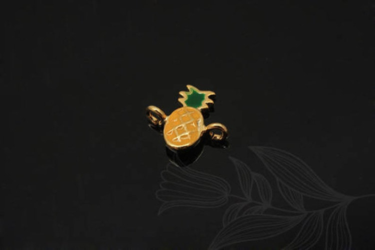 [W] M1264-Gold Plated-(20pcs)-Pineapple Connector-Metal Connector-Tiny Pendant-Wholesale Connectors, [PRODUCT_SEARCH_KEYWORD], JEWELFINGER-INBEAD, [CURRENT_CATE_NAME]