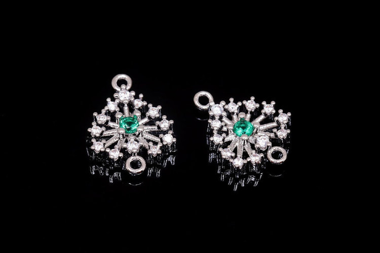 [W] H1352-Rhodium Plated-(20pcs)-9mm Cubic Heart Connector-Emerald-Wholesale Connectors, [PRODUCT_SEARCH_KEYWORD], JEWELFINGER-INBEAD, [CURRENT_CATE_NAME]