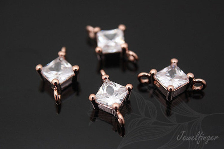 C971-Pink Gold Plated-(2pcs)-Tiny Cubic Connector-M-Wedding jewelry Connector-Wholesale Connectors, [PRODUCT_SEARCH_KEYWORD], JEWELFINGER-INBEAD, [CURRENT_CATE_NAME]
