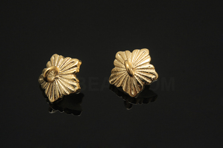 E1023-Matt Gold Plated-(2pcs)-Flower Bead Cap-For Half Drilled Beads Bead Cap-Wholesale Bead Caps, [PRODUCT_SEARCH_KEYWORD], JEWELFINGER-INBEAD, [CURRENT_CATE_NAME]
