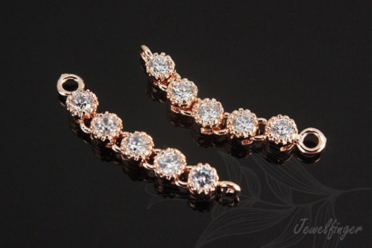 H682-Pink Gold Plated-(1piece)-CZ-Cubic Connector-Wedding jewelry Connector-Wholesale Connectors, [PRODUCT_SEARCH_KEYWORD], JEWELFINGER-INBEAD, [CURRENT_CATE_NAME]