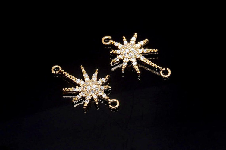 [W] M334-Gold Plated-(20pcs)-Cubic Starburst  Connecters-Cubic Sun Charm- Star Pendant-Wholesale Connectors, [PRODUCT_SEARCH_KEYWORD], JEWELFINGER-INBEAD, [CURRENT_CATE_NAME]