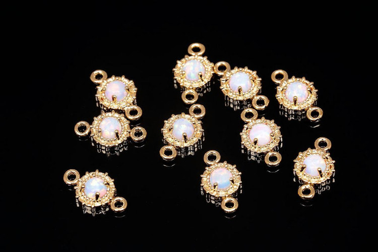 [W] M1949-Gold Plated-(20pcs)-Opal Round Connector-Jewelry Findings-Wholesale Connectors, [PRODUCT_SEARCH_KEYWORD], JEWELFINGER-INBEAD, [CURRENT_CATE_NAME]