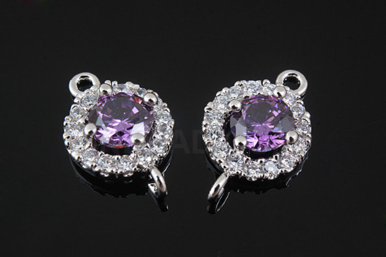 [W] M757-Rhodium Plated-(10pcs)-CZ Amethyst Connector-Wholesale Connectors, [PRODUCT_SEARCH_KEYWORD], JEWELFINGER-INBEAD, [CURRENT_CATE_NAME]