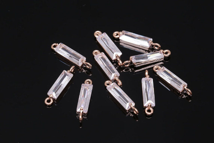 M1142-Pink Gold Plated-(2pcs)-Cubic Bar Connector-Rectangle Cubic Pendant-Jewelry Making Supply-Wholesale Connectors, [PRODUCT_SEARCH_KEYWORD], JEWELFINGER-INBEAD, [CURRENT_CATE_NAME]