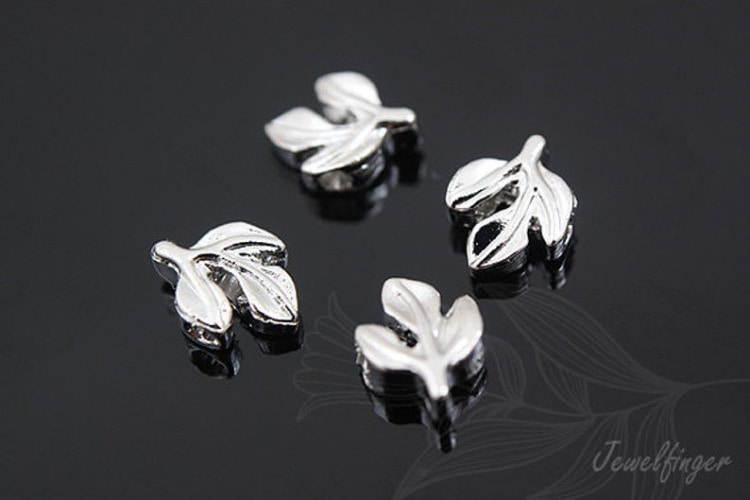 [W] H317-Rhodium Plated-Tiny Leaf Metal Beads (100pcs), [PRODUCT_SEARCH_KEYWORD], JEWELFINGER-INBEAD, [CURRENT_CATE_NAME]