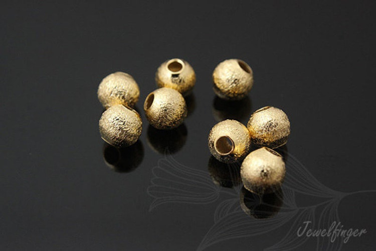 [W] B326-Gold Plated-Stardust Brass Bead-4mm Sand Grinding Treatment Beads (100pcs), [PRODUCT_SEARCH_KEYWORD], JEWELFINGER-INBEAD, [CURRENT_CATE_NAME]