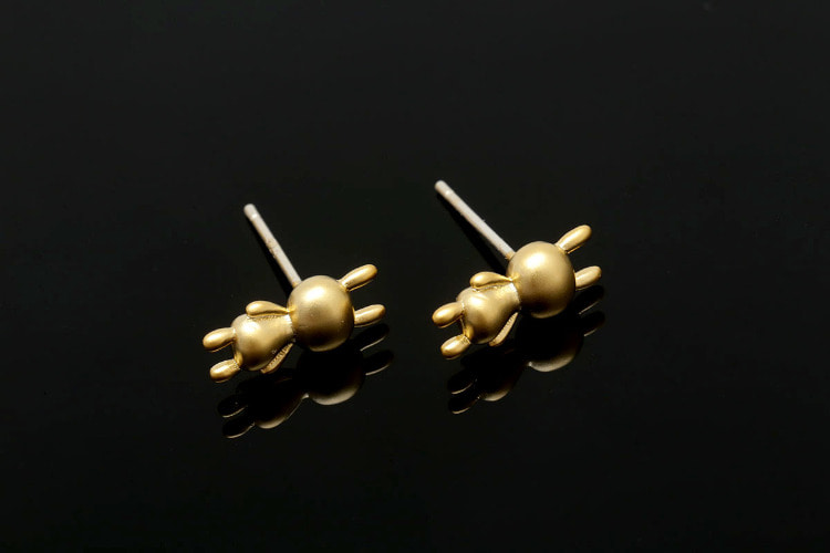 [W] F193-Matt Gold Plated-(10pairs)-Tiny Rabbit Stud Earrings-Animal Post Earrings-Silver Post, [PRODUCT_SEARCH_KEYWORD], JEWELFINGER-INBEAD, [CURRENT_CATE_NAME]