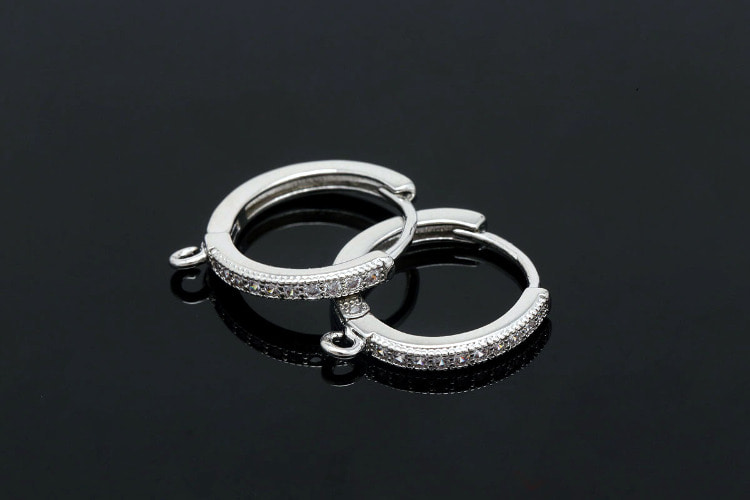 CH5074-Ternary Alloy Plated (1pairs)-14mm CZ Lever Back Earrings-2mm Thickness Hoops-Earring Component-Nickel Free, [PRODUCT_SEARCH_KEYWORD], JEWELFINGER-INBEAD, [CURRENT_CATE_NAME]