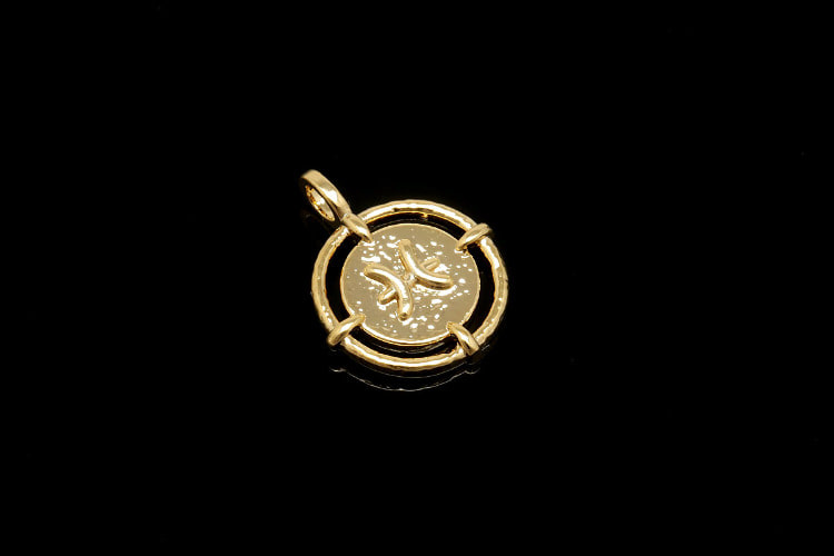 R025-NO.2-Gold Plated-(1piece)-12*16mm Pisces-Zodiac Horoscope Sign Constellation Charm-Celestial Astrology Medallion Pendant-Wholesale Zodiac, [PRODUCT_SEARCH_KEYWORD], JEWELFINGER-INBEAD, [CURRENT_CATE_NAME]