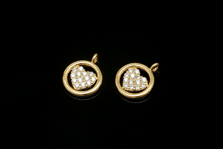[W] F190-Gold Plated-(20pcs)-Dainty CZ Heart Round Charms-Necklace Earrings Making Supply-Wholesale Charms, [PRODUCT_SEARCH_KEYWORD], JEWELFINGER-INBEAD, [CURRENT_CATE_NAME]