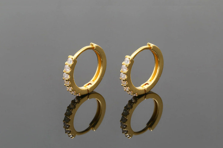 CH4022-Gold Plated (1pairs)-14mm CZ Round Lever Back Earrings-Earring Component-Nickel Free, [PRODUCT_SEARCH_KEYWORD], JEWELFINGER-INBEAD, [CURRENT_CATE_NAME]