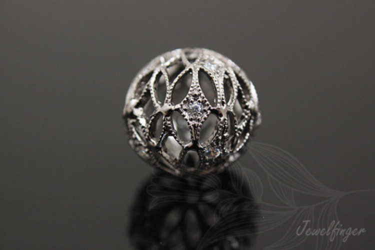 [W] K242-Black Plated-12mm CZ Ball Metal Beads (10pcs), [PRODUCT_SEARCH_KEYWORD], JEWELFINGER-INBEAD, [CURRENT_CATE_NAME]