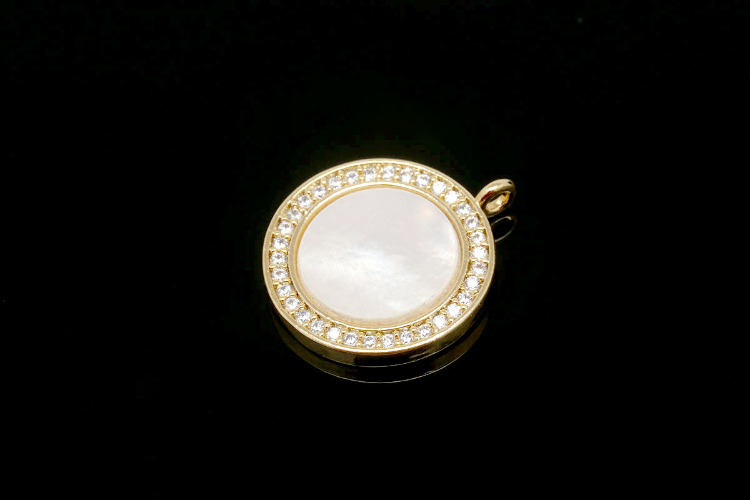 [W] F186-Gold Plated-(10pcs)-15mm CZ&amp;M.O.P Charms-Necklace Earrings Making Supply-Wholesale Charms, [PRODUCT_SEARCH_KEYWORD], JEWELFINGER-INBEAD, [CURRENT_CATE_NAME]
