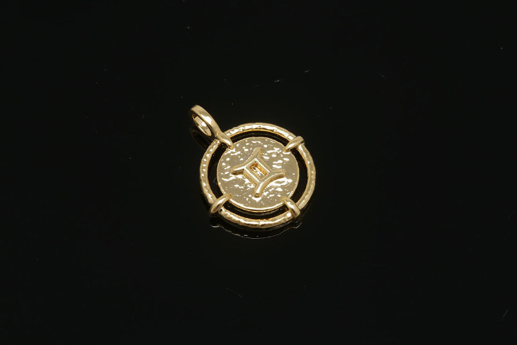 R025-NO.5-Gold Plated-(1piece)-12*16mm Gemini-Zodiac Horoscope Sign Constellation Charm-Celestial Astrology Medallion Pendant-Wholesale Zodiac, [PRODUCT_SEARCH_KEYWORD], JEWELFINGER-INBEAD, [CURRENT_CATE_NAME]