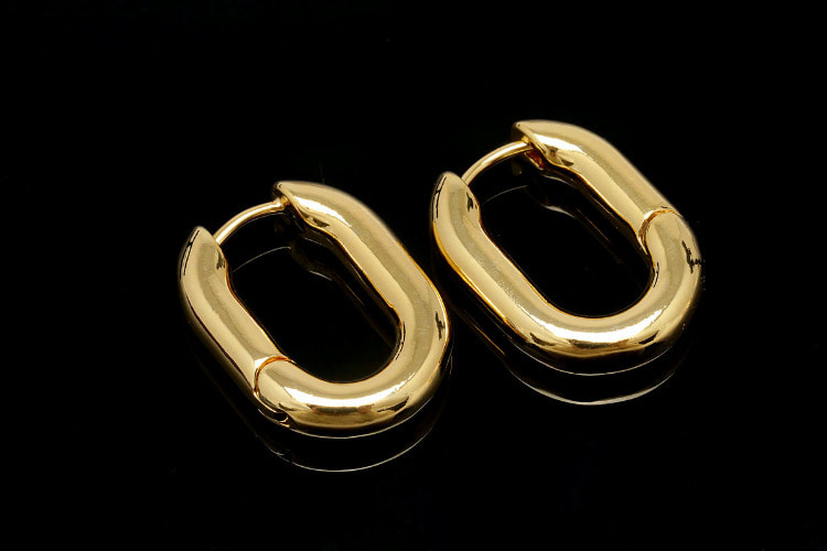 F178-Gold Plated (1pairs)-16*22mm Bold Oval Lever Back Earrings-4mm Thickness Simple Earrings-Nickel Free, [PRODUCT_SEARCH_KEYWORD], JEWELFINGER-INBEAD, [CURRENT_CATE_NAME]