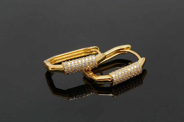 CH5080-Gold Plated (1pairs)-20mm Cubic octagon Lever Back Earrings-Unique Earrings-Nickel Free, [PRODUCT_SEARCH_KEYWORD], JEWELFINGER-INBEAD, [CURRENT_CATE_NAME]