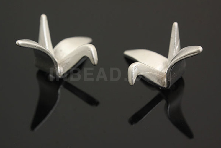 [W] H323-Matt Rhodium Plated-Paper Crane Metal Beads (20 pcs), [PRODUCT_SEARCH_KEYWORD], JEWELFINGER-INBEAD, [CURRENT_CATE_NAME]