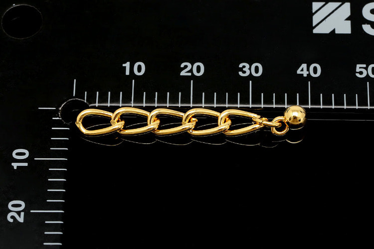 [W] B337-Gold Plated-112B 3cm -4mm Ball Bold Extension Chain (100pcs), [PRODUCT_SEARCH_KEYWORD], JEWELFINGER-INBEAD, [CURRENT_CATE_NAME]