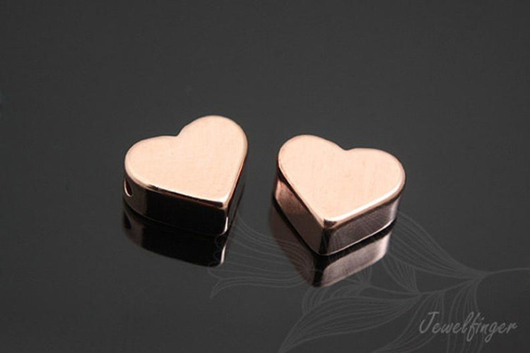 [W] S415-Pink Gold Plated-(40pcs)-8.5mm Heart Metal Beads-Brass Heart Pendant-Metal Stamping Blanks-Wholesale Metal Beads, [PRODUCT_SEARCH_KEYWORD], JEWELFINGER-INBEAD, [CURRENT_CATE_NAME]