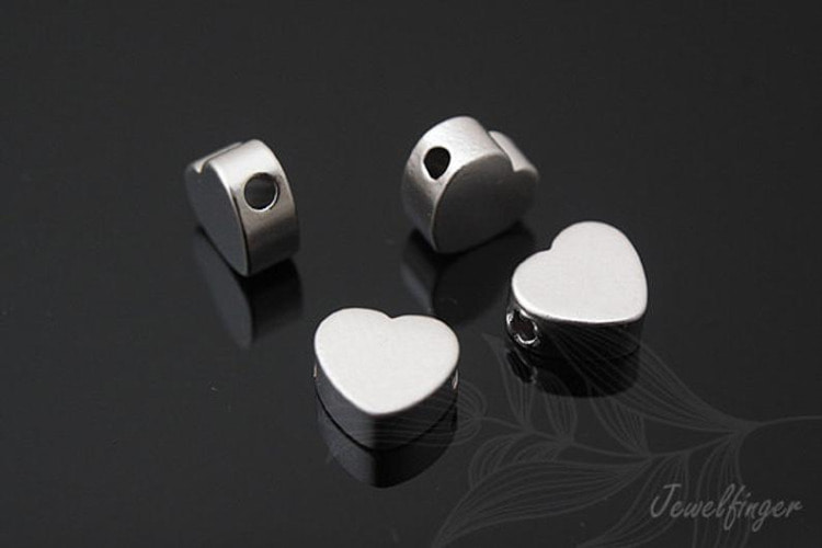 [W] E944-Matt Rhodium Plated-6mm Heart Metal Beads-Metal Stamping Blanks (40pcs), [PRODUCT_SEARCH_KEYWORD], JEWELFINGER-INBEAD, [CURRENT_CATE_NAME]