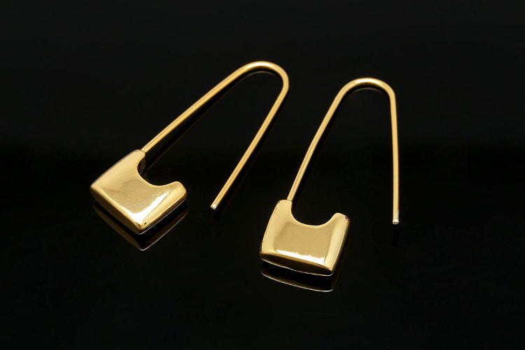 CH4018-Gold Plated (1pairs)-Safety Pin Shaped Earrings-Unique Ear Hook-Nickel Free, [PRODUCT_SEARCH_KEYWORD], JEWELFINGER-INBEAD, [CURRENT_CATE_NAME]
