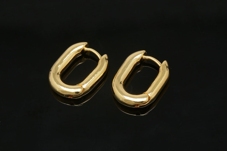 F179-Gold Plated (1pairs)-12*16mm Bold Oval Lever Back Earrings-3mm Thickness Simple Earrings-Nickel Free, [PRODUCT_SEARCH_KEYWORD], JEWELFINGER-INBEAD, [CURRENT_CATE_NAME]