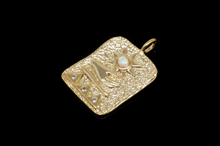 F185-Gold Plated-(1piece)-18*22.5mm Opal Sun Pendant-Necklace Making Supply-Wholesale Pendants, [PRODUCT_SEARCH_KEYWORD], JEWELFINGER-INBEAD, [CURRENT_CATE_NAME]