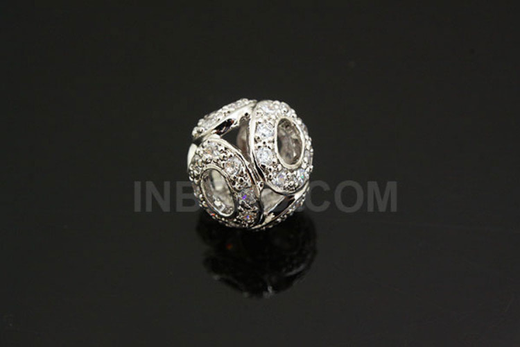 H591-Rhodium Plated-10mm Cubic Ball Beads (1piece), [PRODUCT_SEARCH_KEYWORD], JEWELFINGER-INBEAD, [CURRENT_CATE_NAME]