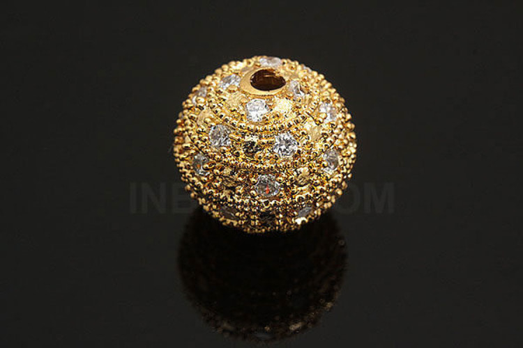 H297-Gold Plated-(1piece)-13*14mm CZ Ball Beads-Wholesale Metal Beads, [PRODUCT_SEARCH_KEYWORD], JEWELFINGER-INBEAD, [CURRENT_CATE_NAME]