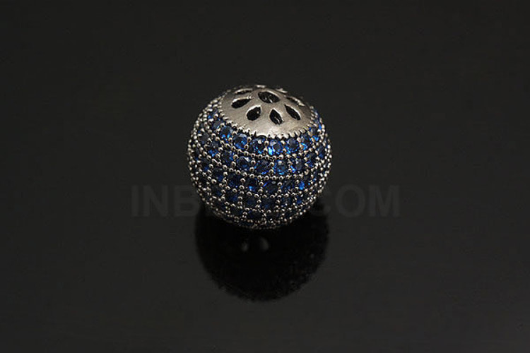 [W] H1096-Black Plated-11mm Sapphire Cubic Ball Beads (4pcs), [PRODUCT_SEARCH_KEYWORD], JEWELFINGER-INBEAD, [CURRENT_CATE_NAME]