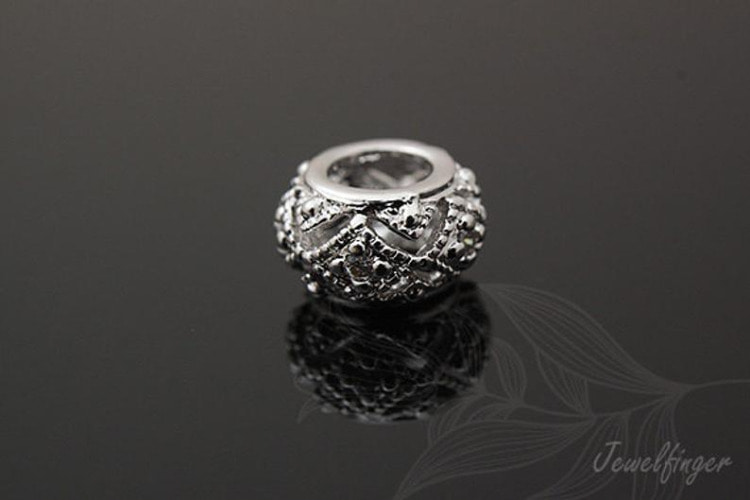 H1109-Rhodium Plated-CZ 11mm Rondelle Beads (1piece), [PRODUCT_SEARCH_KEYWORD], JEWELFINGER-INBEAD, [CURRENT_CATE_NAME]