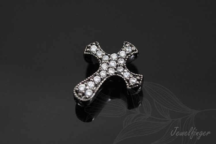 H1117-Black Plated-CZ Cross Beads (1piece), [PRODUCT_SEARCH_KEYWORD], JEWELFINGER-INBEAD, [CURRENT_CATE_NAME]