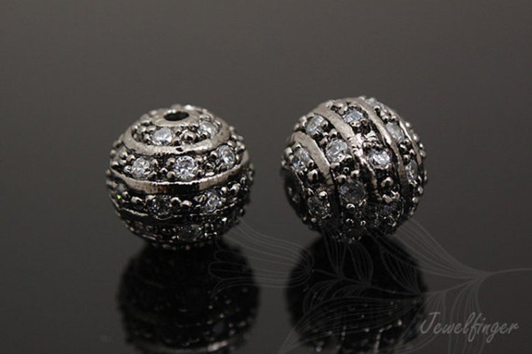 [W] E609-Black Plated-10mm CZ Ball Beads (10pcs), [PRODUCT_SEARCH_KEYWORD], JEWELFINGER-INBEAD, [CURRENT_CATE_NAME]