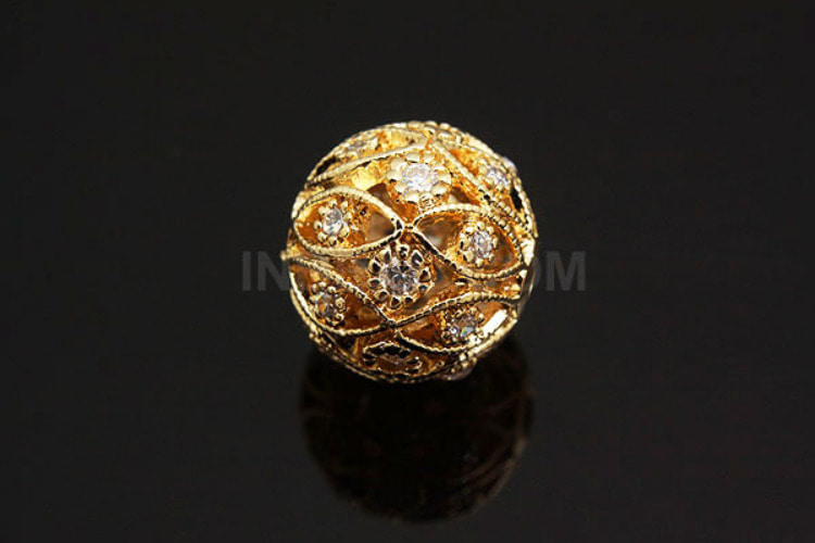 E688-Gold Plated-12mm CZ Ball Beads (1piece), [PRODUCT_SEARCH_KEYWORD], JEWELFINGER-INBEAD, [CURRENT_CATE_NAME]