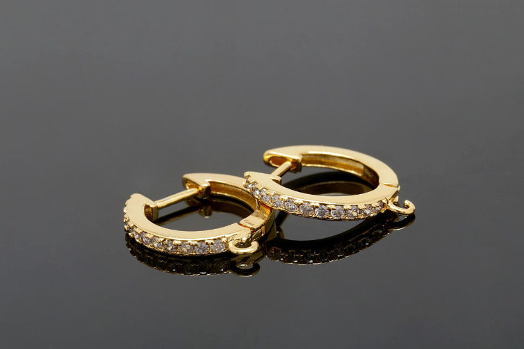 [W] CH4028-Gold Plated (10pairs)-15mm CZ Round Lever Back Earrings-Nickel Free, [PRODUCT_SEARCH_KEYWORD], JEWELFINGER-INBEAD, [CURRENT_CATE_NAME]