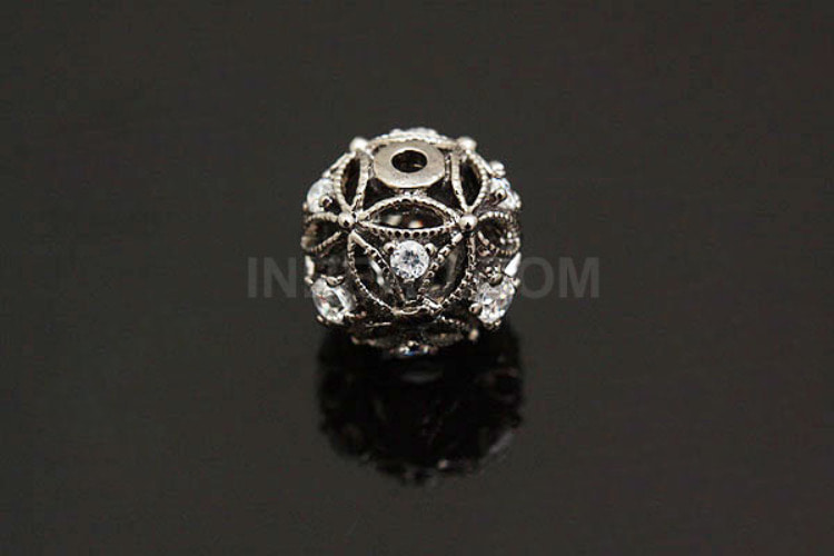 [W] M102-Black Plated-10mm CZ Ball Beads (10pcs), [PRODUCT_SEARCH_KEYWORD], JEWELFINGER-INBEAD, [CURRENT_CATE_NAME]