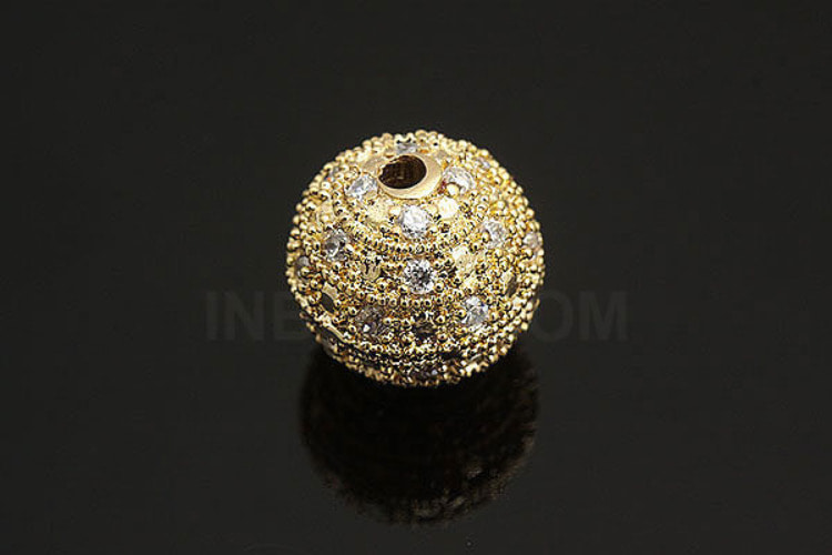 H808-Gold Plated-(1piece)-12mm CZ Ball Beads-Wholesale Metal Beads, [PRODUCT_SEARCH_KEYWORD], JEWELFINGER-INBEAD, [CURRENT_CATE_NAME]