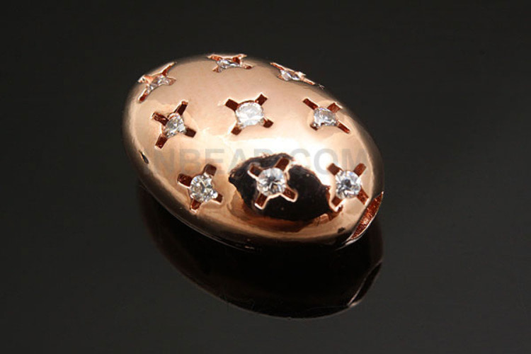 M459-Pink Gold Plated-Cubic Oval Beads (1piece), [PRODUCT_SEARCH_KEYWORD], JEWELFINGER-INBEAD, [CURRENT_CATE_NAME]