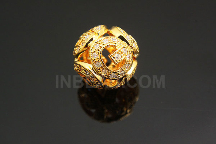 E914-Gold Plated-12mm Cubic Ball Beads (1piece), [PRODUCT_SEARCH_KEYWORD], JEWELFINGER-INBEAD, [CURRENT_CATE_NAME]